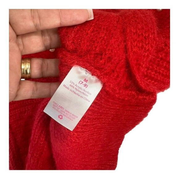 NOBO No Boundaries Women SZ M (7-9) Red Twisted Pearl Ribbed Crop Sweaters - Picture 5 of 11